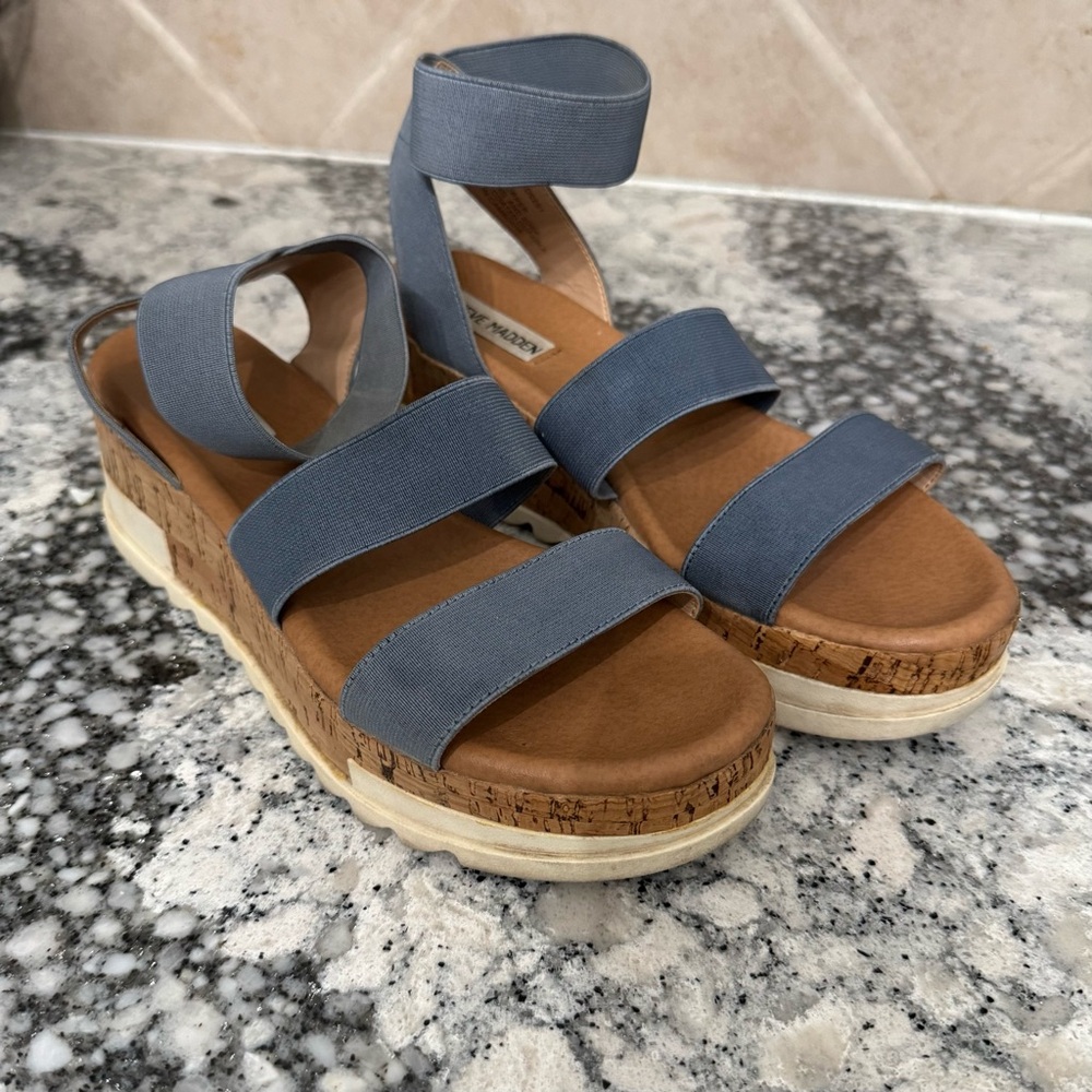 Steve Madden Blue Wedge Sandals